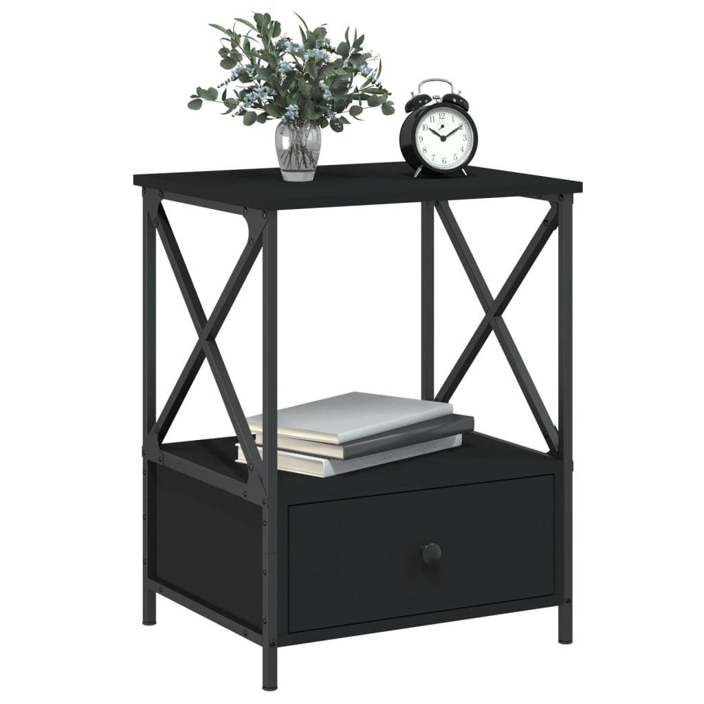 vidaXL Bedside Tables 2 pcs Black 50x41x65 cm Engineered Wood 3