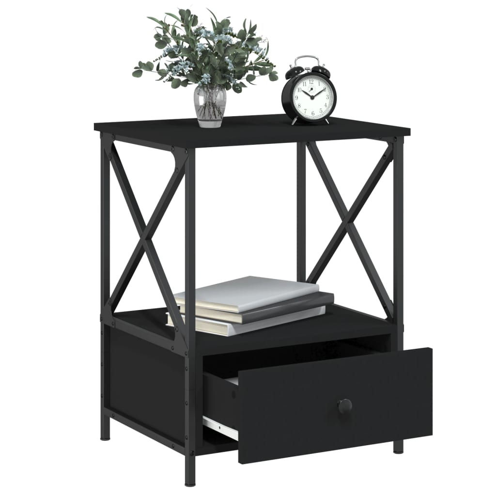 vidaXL Bedside Tables 2 pcs Black 50x41x65 cm Engineered Wood 4