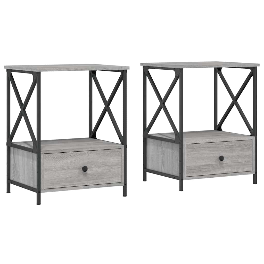 vidaXL Bedside Tables 2 pcs Grey Sonoma 50x41x65 cm Engineered Wood 2
