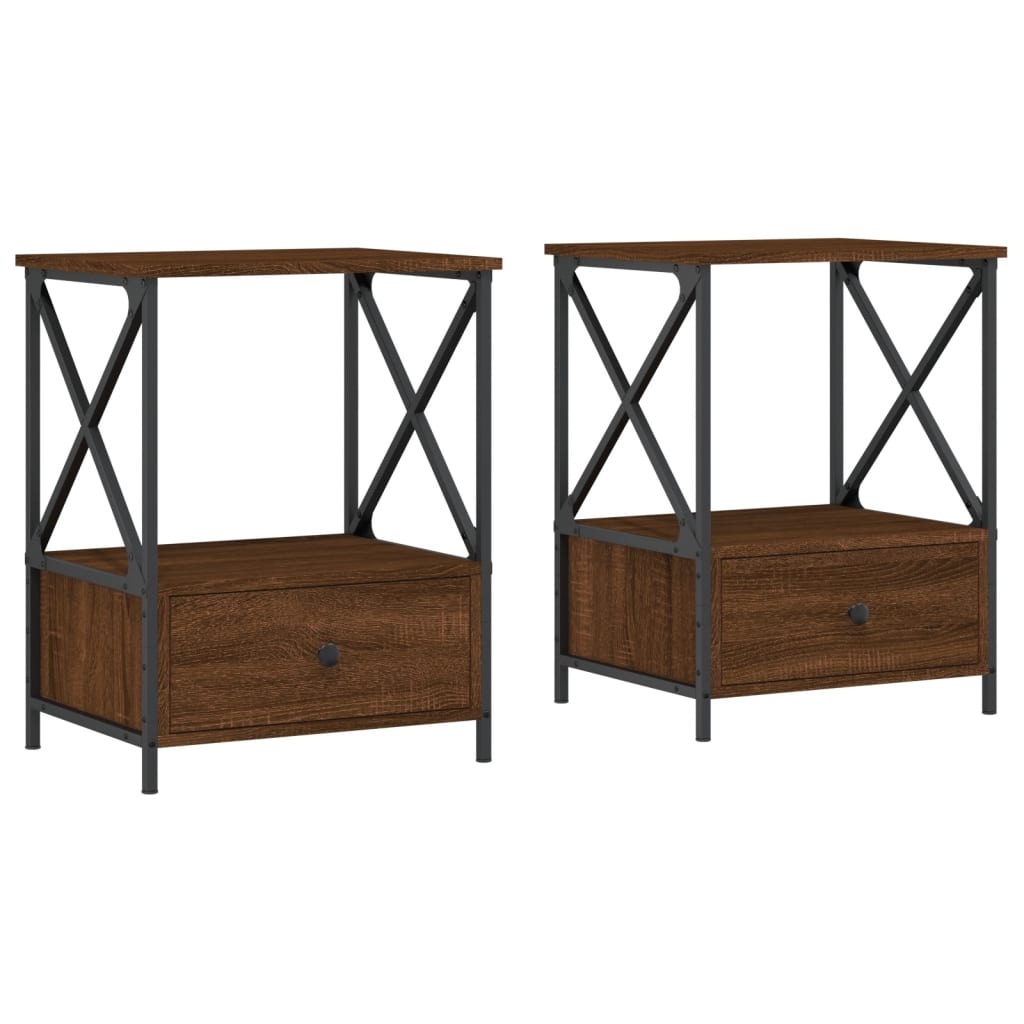 vidaXL Bedside Tables 2 pcs Brown Oak 50x41x65 cm Engineered Wood 2