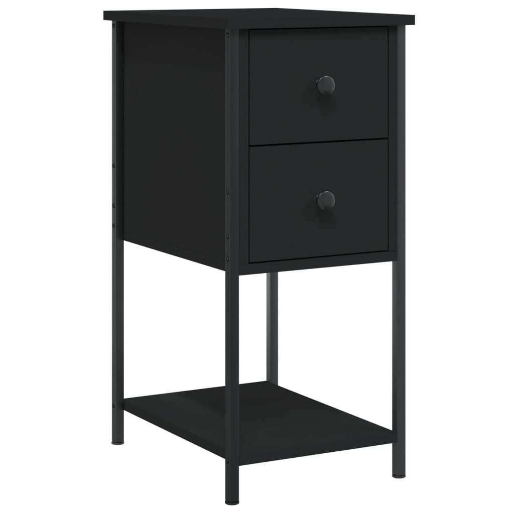 vidaXL Bedside Cabinet Black 32x42x70 cm Engineered Wood 2