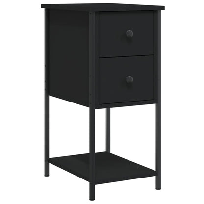 vidaXL Bedside Cabinet Black 32x42x70 cm Engineered Wood 2