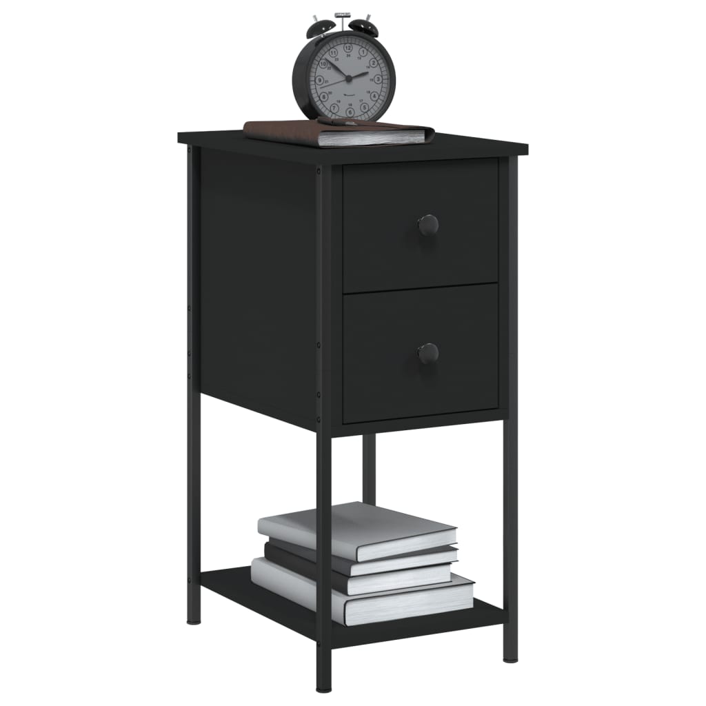 vidaXL Bedside Cabinet Black 32x42x70 cm Engineered Wood 3
