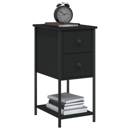 vidaXL Bedside Cabinet Black 32x42x70 cm Engineered Wood 3