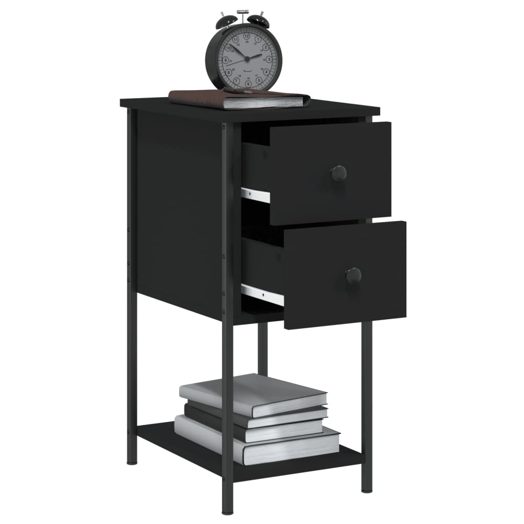 vidaXL Bedside Cabinet Black 32x42x70 cm Engineered Wood 4