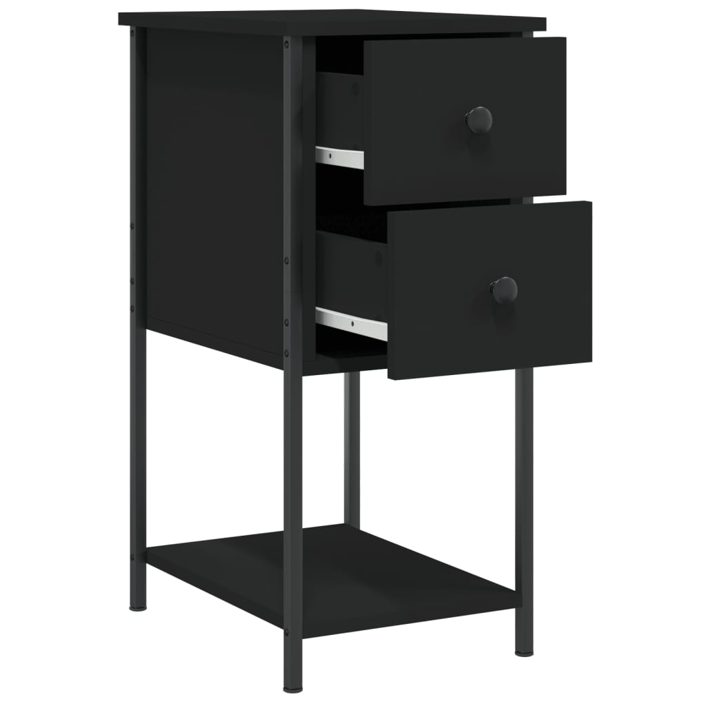 vidaXL Bedside Cabinet Black 32x42x70 cm Engineered Wood 5