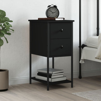 vidaXL Bedside Cabinet Black 32x42x70 cm Engineered Wood 1