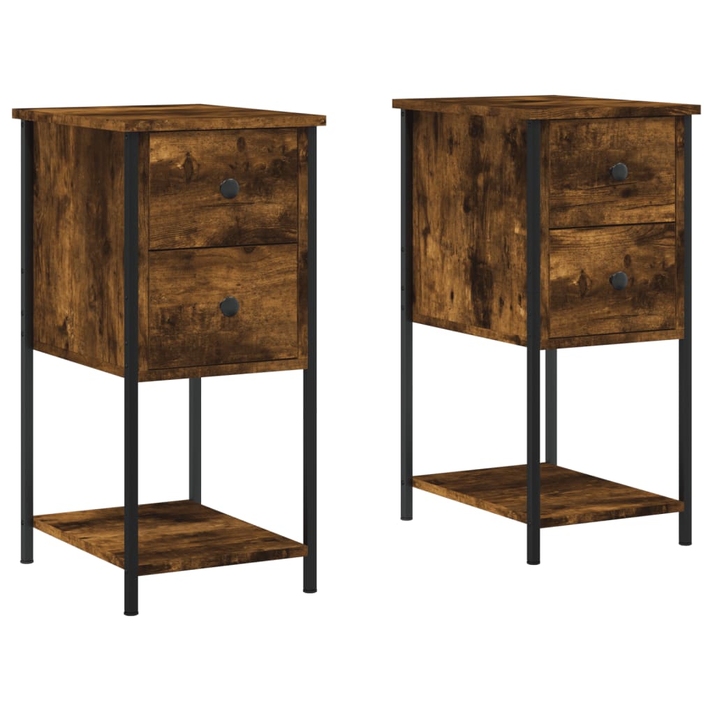 vidaXL Bedside Cabinets 2 pcs Smoked Oak 32x42x70 cm Engineered Wood 2