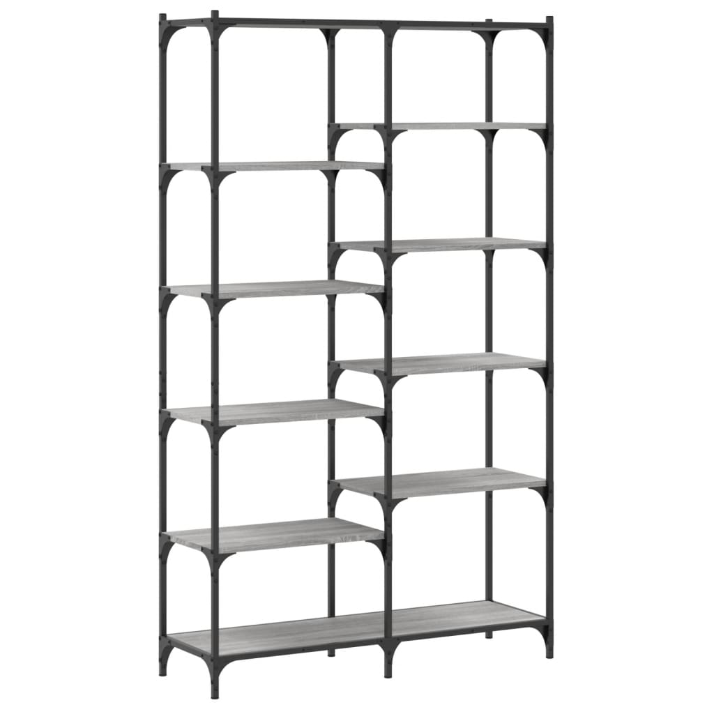 vidaXL Bookshelf Grey Sonoma 100x32x170 cm Engineered Wood and Iron 2