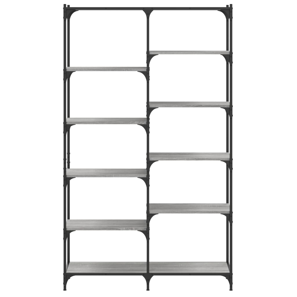 vidaXL Bookshelf Grey Sonoma 100x32x170 cm Engineered Wood and Iron 4