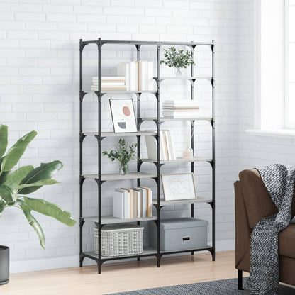 vidaXL Bookshelf Grey Sonoma 100x32x170 cm Engineered Wood and Iron 1