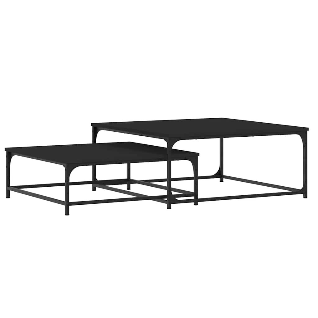 vidaXL Nesting Coffee Tables 2 pcs Black Engineered Wood 2
