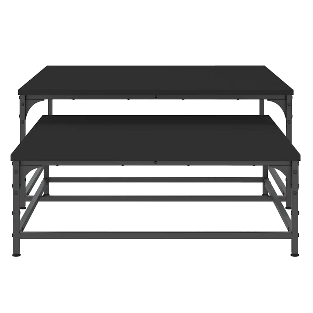 vidaXL Nesting Coffee Tables 2 pcs Black Engineered Wood 4