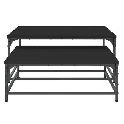 vidaXL Nesting Coffee Tables 2 pcs Black Engineered Wood 4