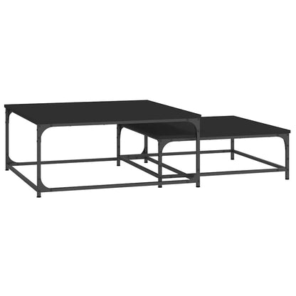 vidaXL Nesting Coffee Tables 2 pcs Black Engineered Wood 5