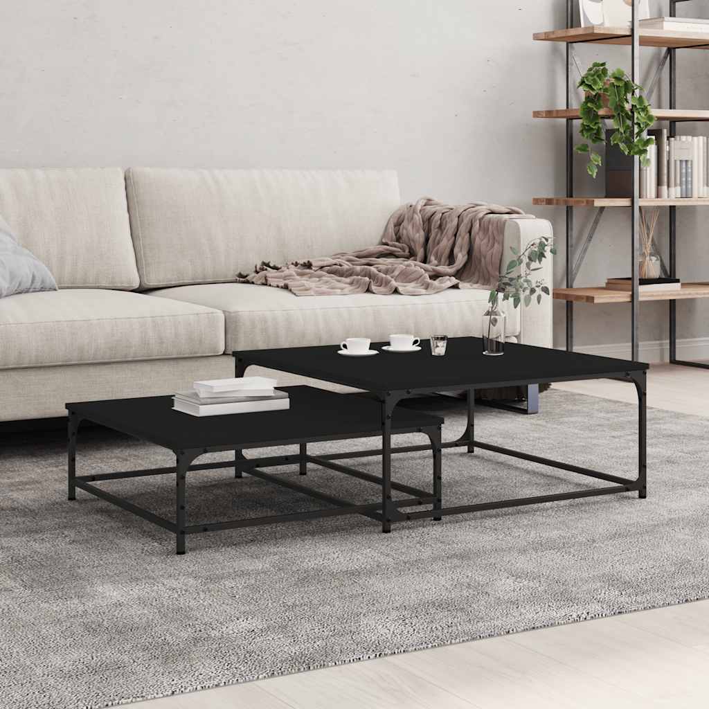 vidaXL Nesting Coffee Tables 2 pcs Black Engineered Wood 1