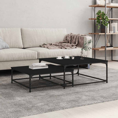vidaXL Nesting Coffee Tables 2 pcs Black Engineered Wood 1