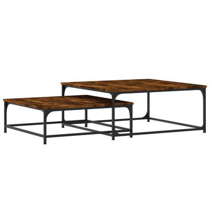 vidaXL Nesting Coffee Tables 2 pcs Smoked Oak Engineered Wood 2