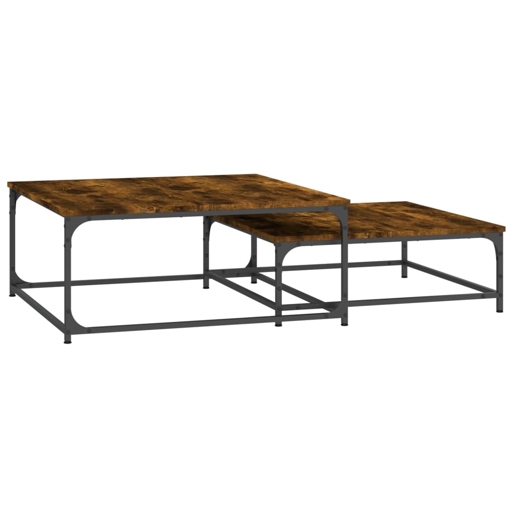 vidaXL Nesting Coffee Tables 2 pcs Smoked Oak Engineered Wood 6