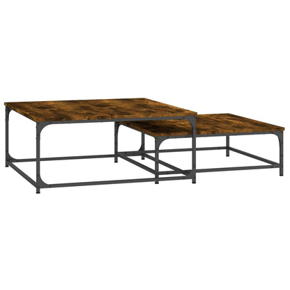 vidaXL Nesting Coffee Tables 2 pcs Smoked Oak Engineered Wood 6