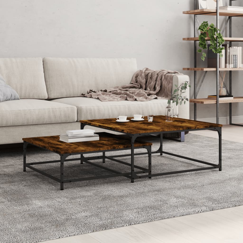vidaXL Nesting Coffee Tables 2 pcs Smoked Oak Engineered Wood 1