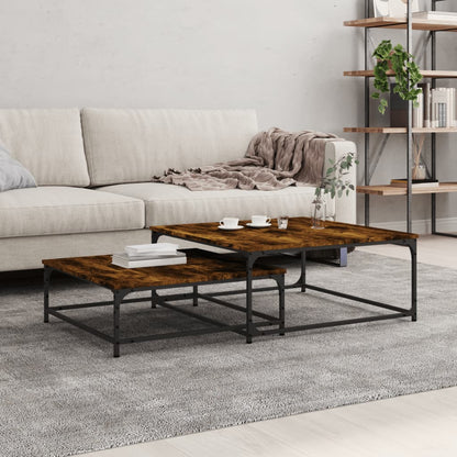 vidaXL Nesting Coffee Tables 2 pcs Smoked Oak Engineered Wood 1