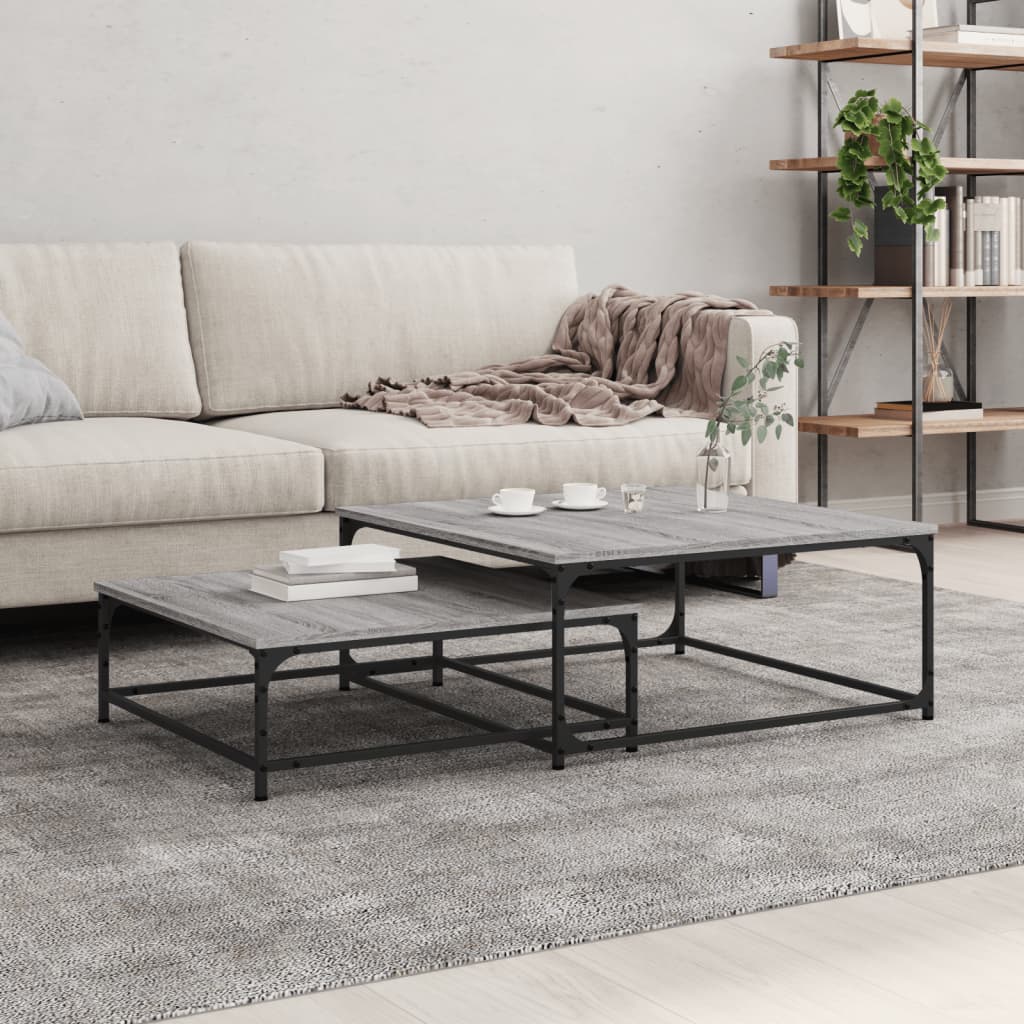 vidaXL Nesting Coffee Tables 2 pcs Grey Sonoma Engineered Wood 1