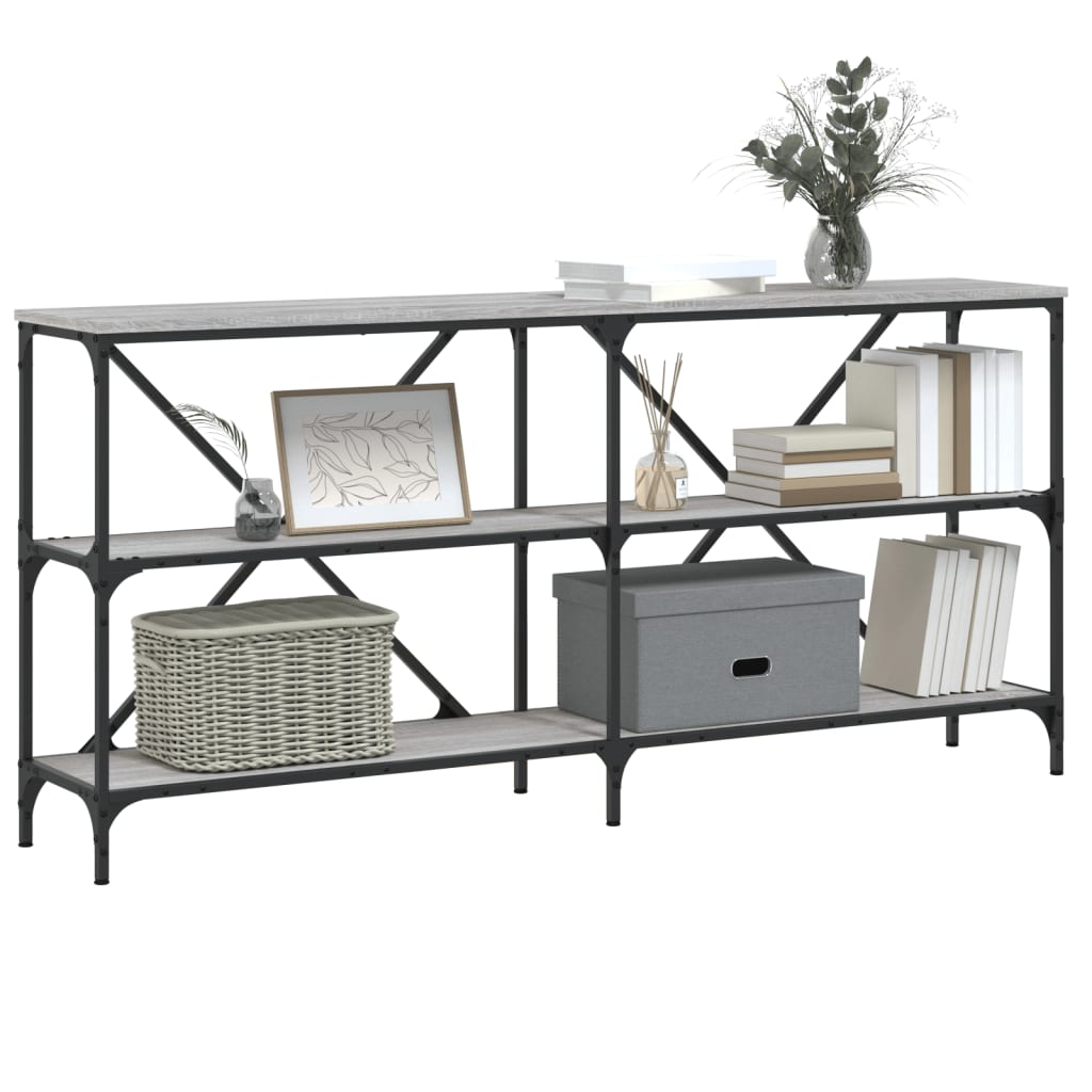 vidaXL Console Table Grey Sonoma 160x30x75 cm Engineered Wood and Iron 3