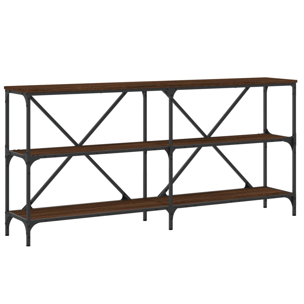 vidaXL Console Table Brown Oak 160x30x75 cm Engineered Wood and Iron 2