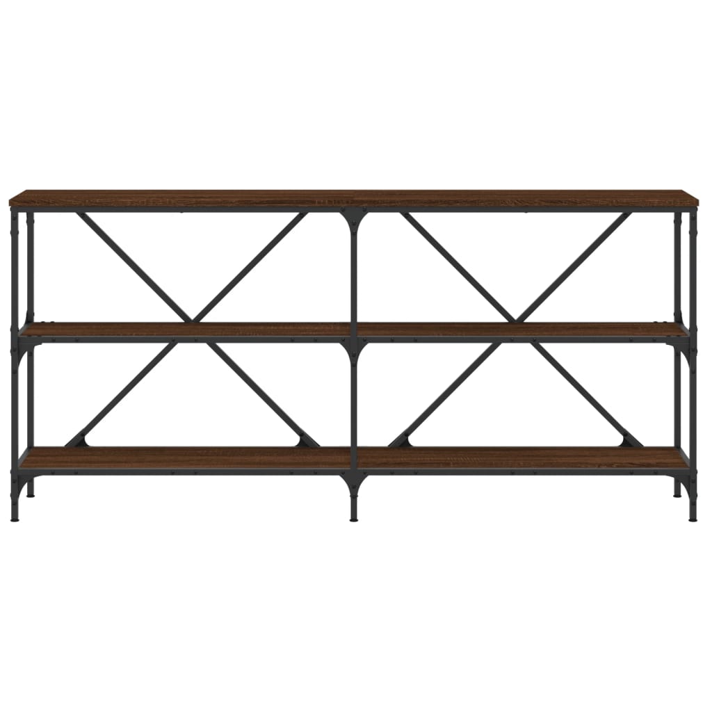 vidaXL Console Table Brown Oak 160x30x75 cm Engineered Wood and Iron 4