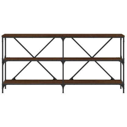 vidaXL Console Table Brown Oak 160x30x75 cm Engineered Wood and Iron 4