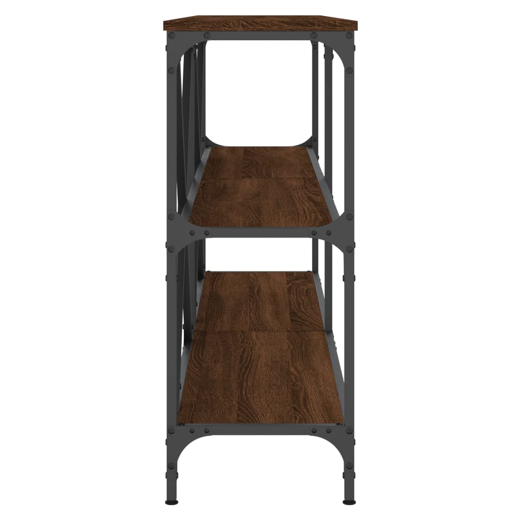 vidaXL Console Table Brown Oak 160x30x75 cm Engineered Wood and Iron 5