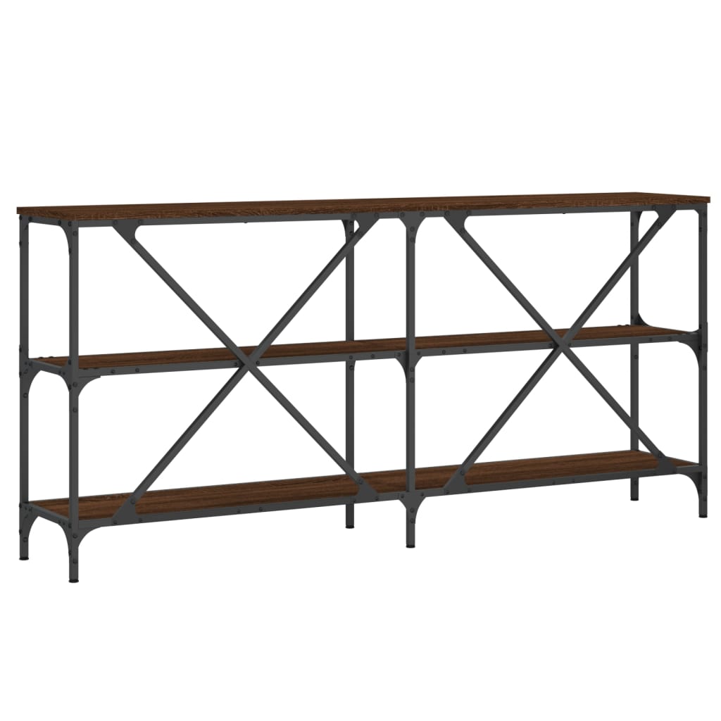 vidaXL Console Table Brown Oak 160x30x75 cm Engineered Wood and Iron 6