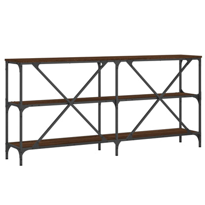 vidaXL Console Table Brown Oak 160x30x75 cm Engineered Wood and Iron 6