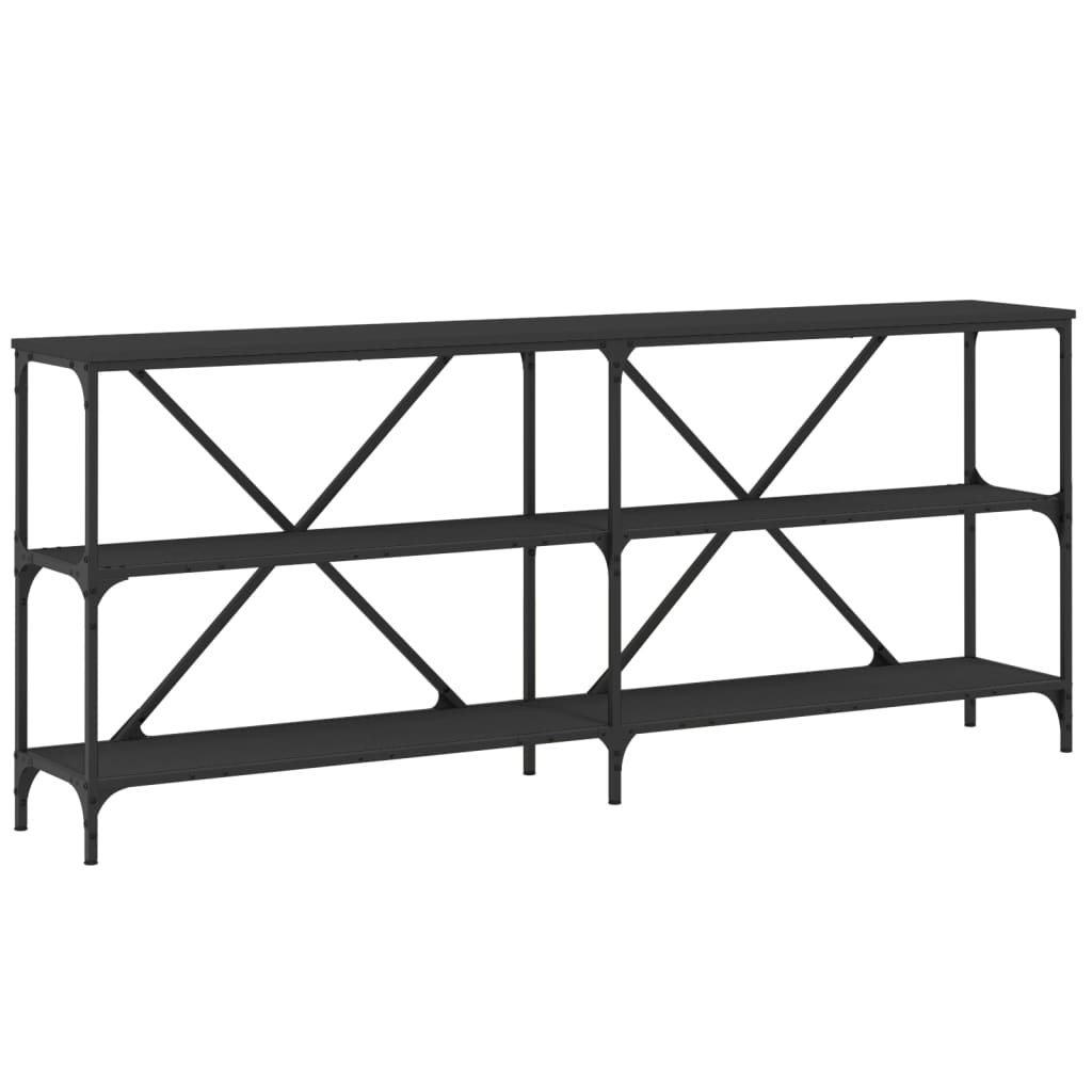 vidaXL Console Table Black 180x30x75 cm Engineered Wood and Iron 2