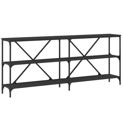 vidaXL Console Table Black 180x30x75 cm Engineered Wood and Iron 2