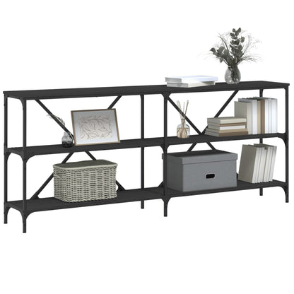 vidaXL Console Table Black 180x30x75 cm Engineered Wood and Iron 3