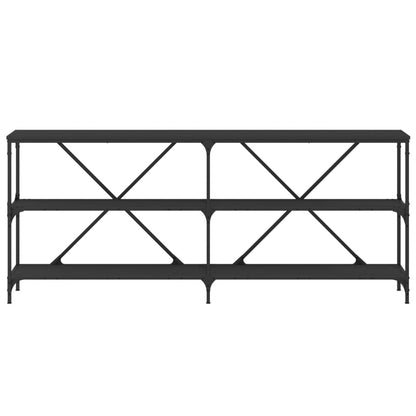 vidaXL Console Table Black 180x30x75 cm Engineered Wood and Iron 4