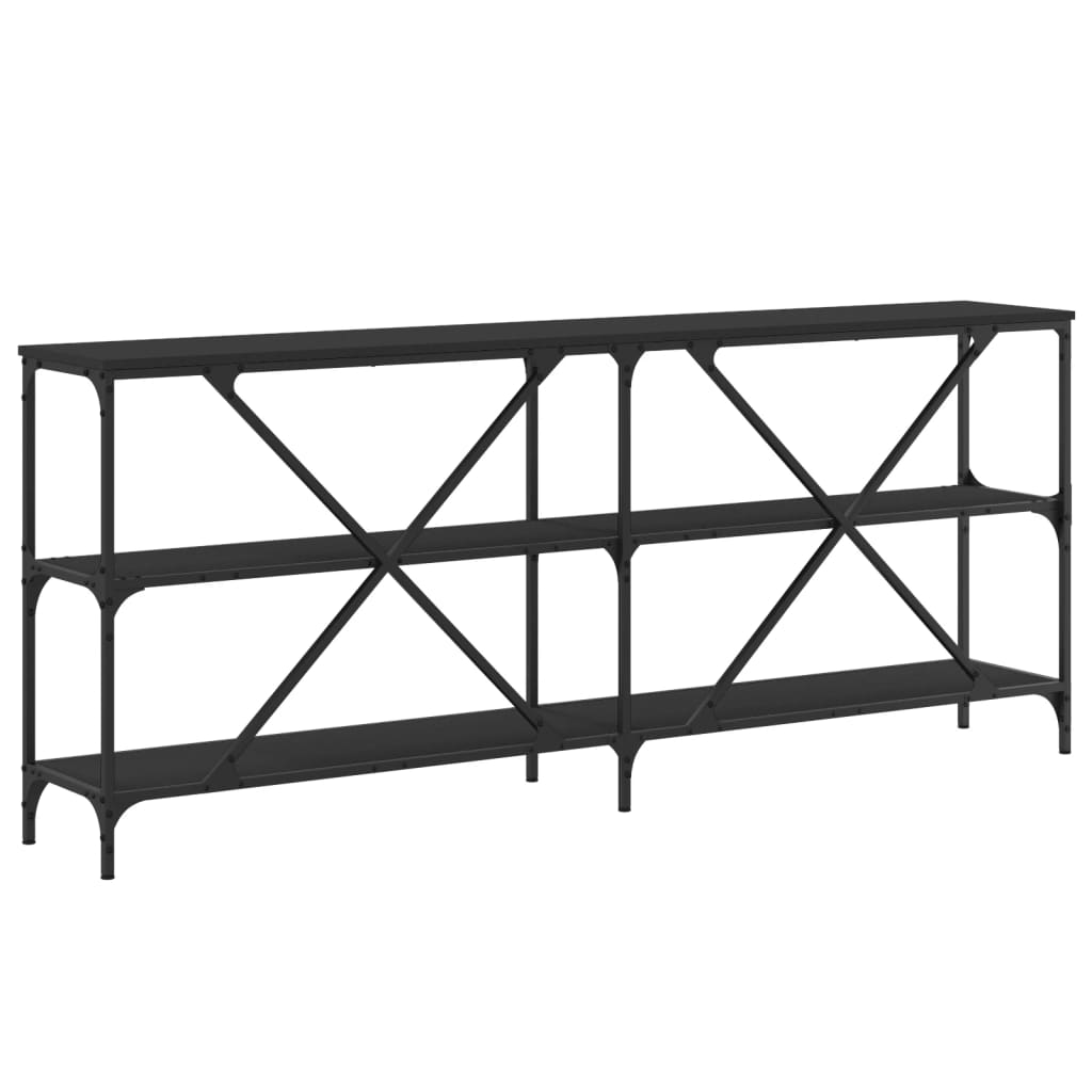 vidaXL Console Table Black 180x30x75 cm Engineered Wood and Iron 6