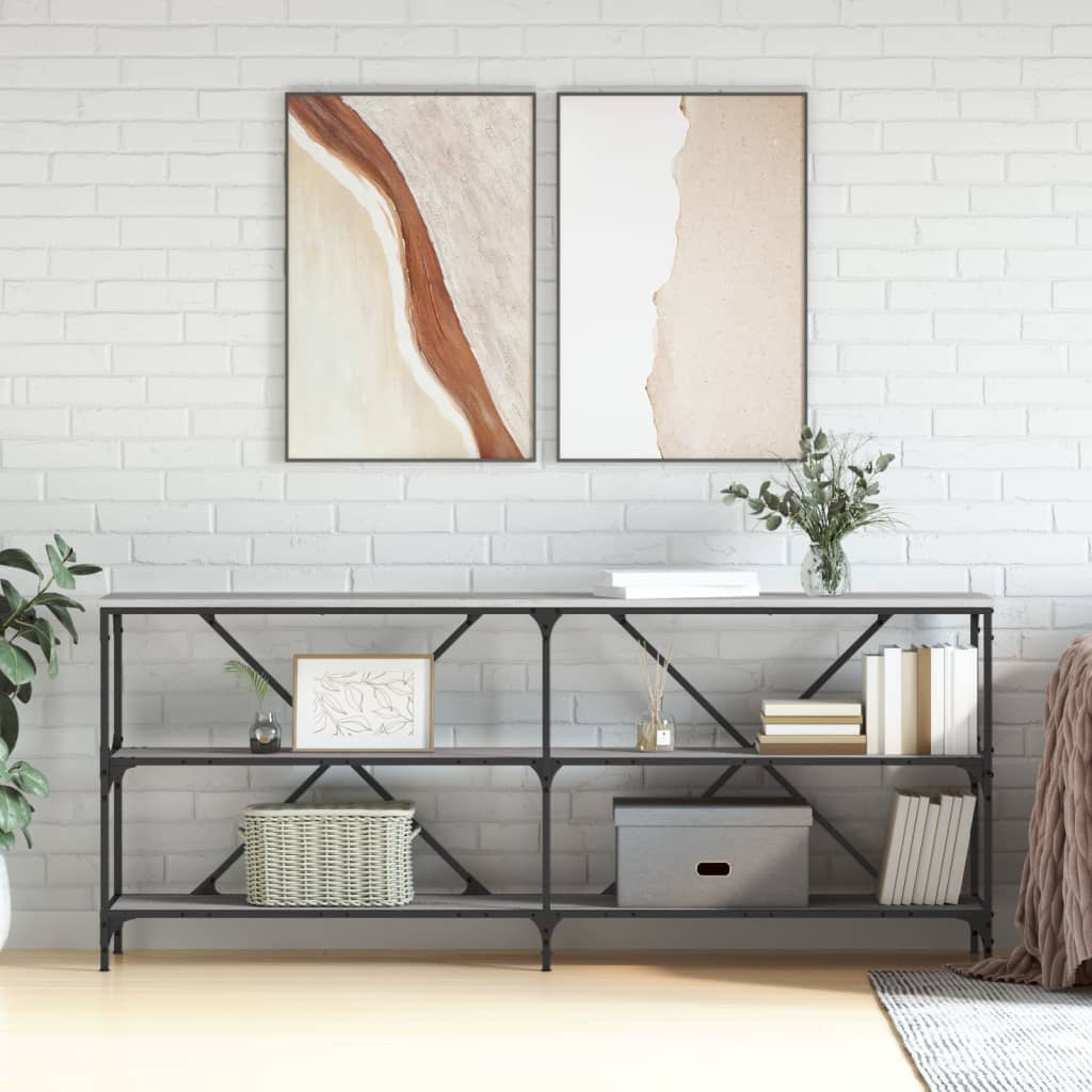 vidaXL Console Table Grey Sonoma 180x30x75 cm Engineered Wood and Iron 1