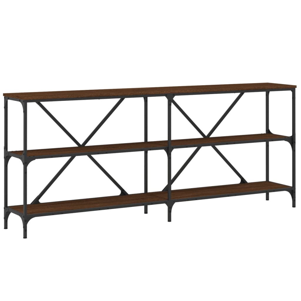 vidaXL Console Table Brown Oak 180x30x75 cm Engineered Wood and Iron 2