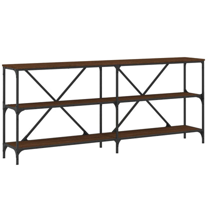 vidaXL Console Table Brown Oak 180x30x75 cm Engineered Wood and Iron 2