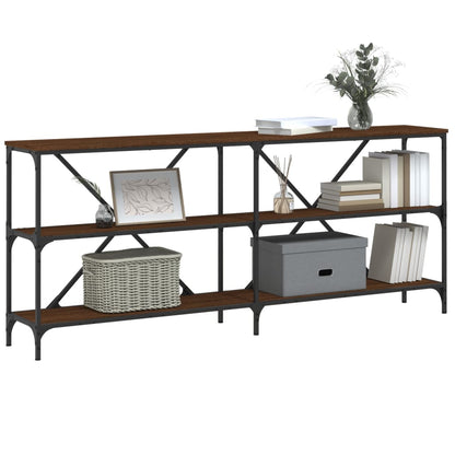 vidaXL Console Table Brown Oak 180x30x75 cm Engineered Wood and Iron 3
