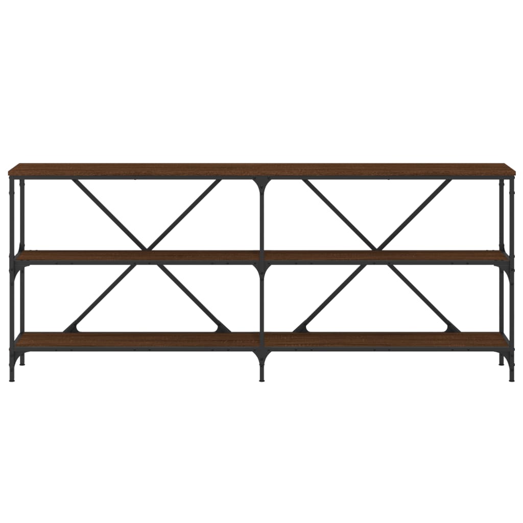 vidaXL Console Table Brown Oak 180x30x75 cm Engineered Wood and Iron 4