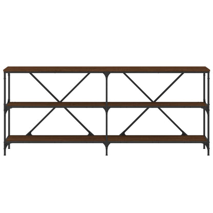 vidaXL Console Table Brown Oak 180x30x75 cm Engineered Wood and Iron 4