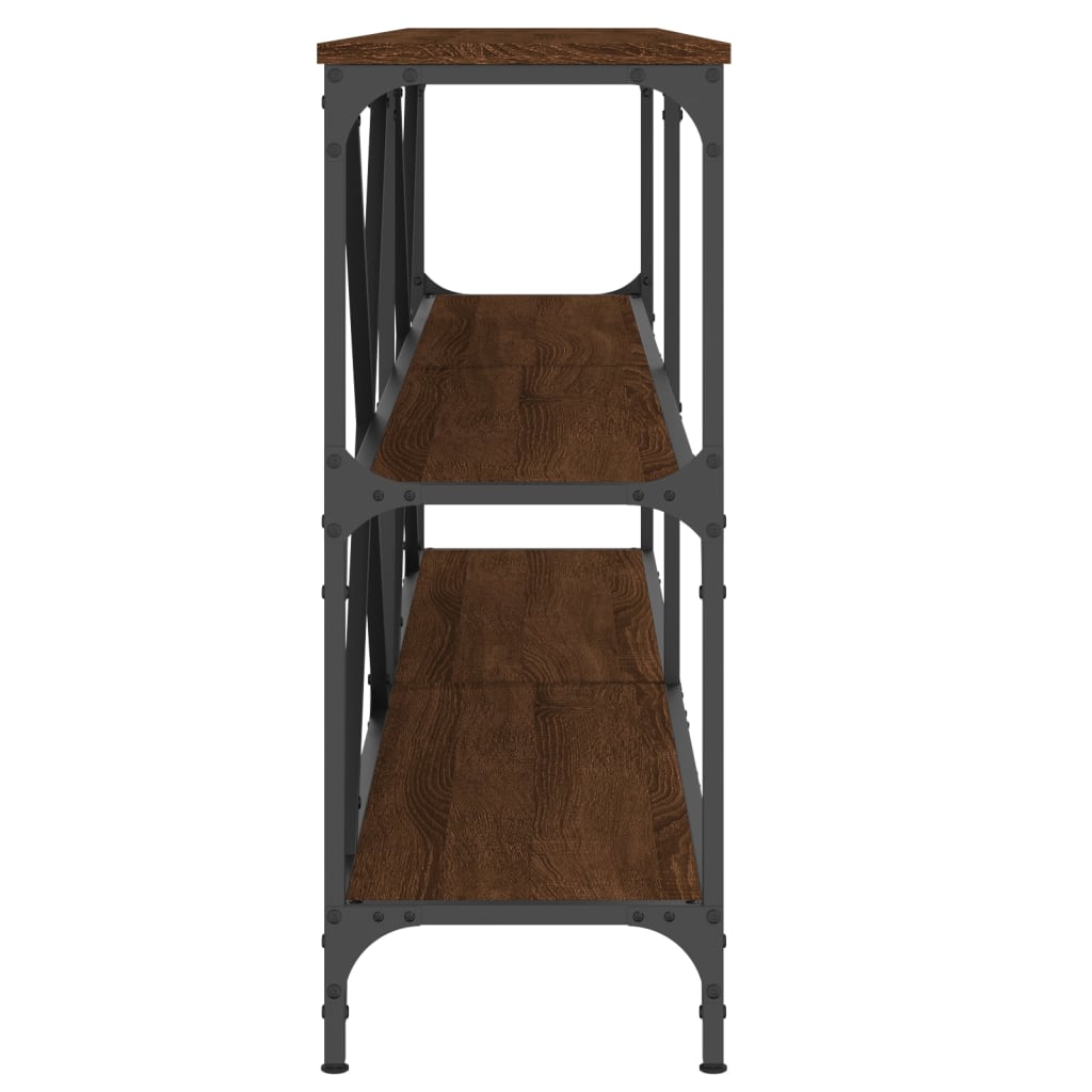vidaXL Console Table Brown Oak 180x30x75 cm Engineered Wood and Iron 5