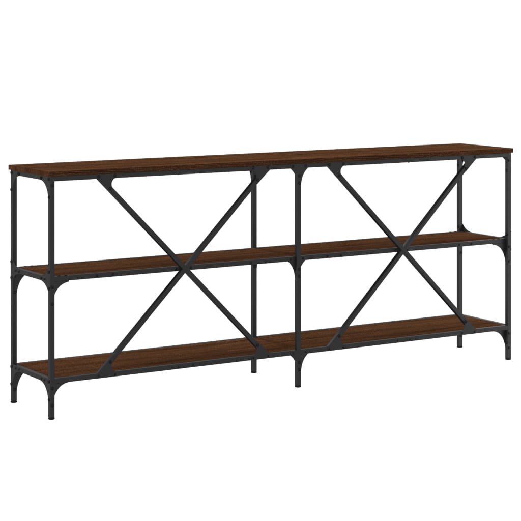 vidaXL Console Table Brown Oak 180x30x75 cm Engineered Wood and Iron 6