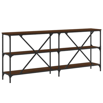 vidaXL Console Table Brown Oak 180x30x75 cm Engineered Wood and Iron 6