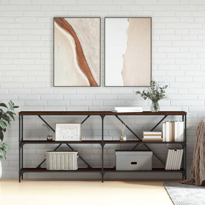 vidaXL Console Table Brown Oak 180x30x75 cm Engineered Wood and Iron 1