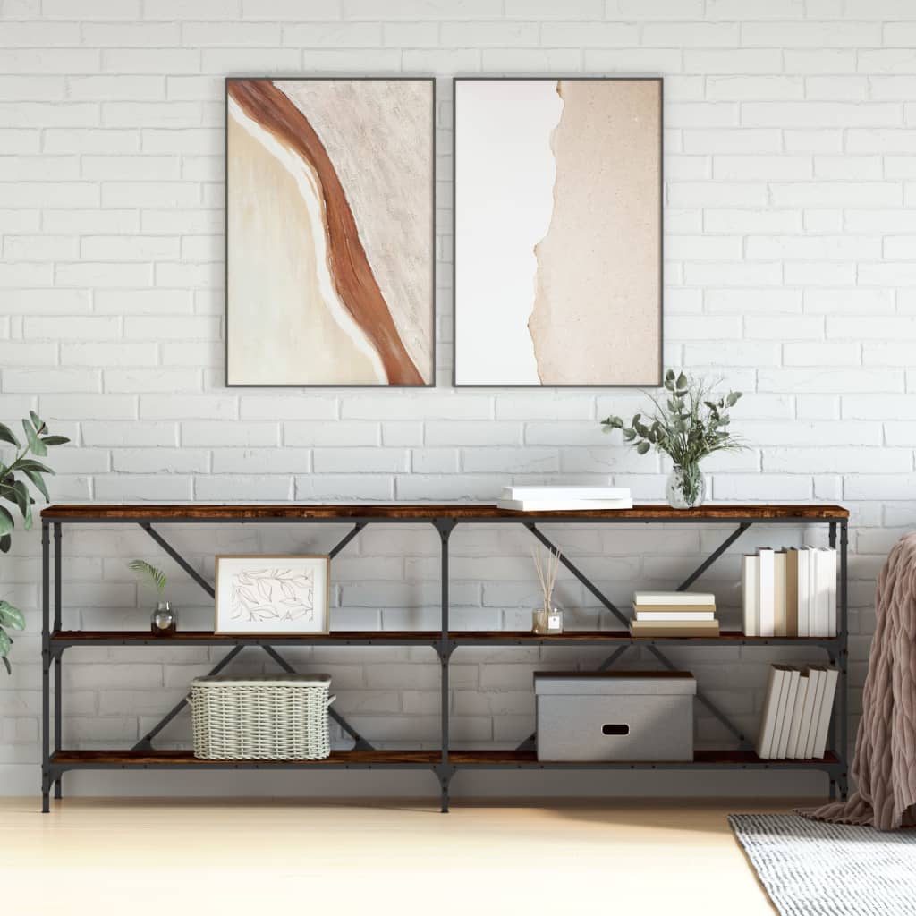 vidaXL Console Table 200x30x75 cm Engineered Wood and Iron